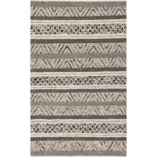 2' x 3' Linear Renditions Ivory White, Charcoal Gray and Black Area Throw Rug