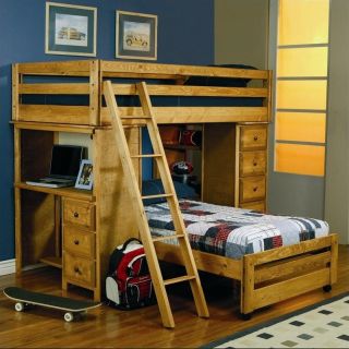 Coaster Wrangle Hill Twin over Twin Loft Bunk Bed in Amber Wash Finish   460141