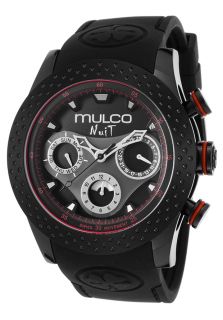 Men's Nuit Multi Function Black Silicone and Dial Red Case Accents