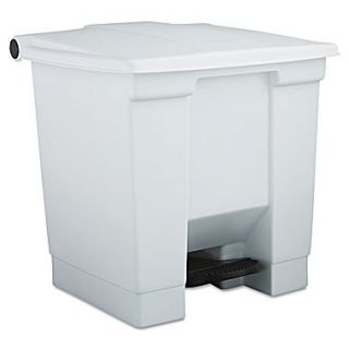Rubbermaid Commercial Plastic Step On Receptacle Waste Container, White, 8 gal