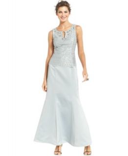Alex Evenings Petite Sleeveless Lace Belted Dress and Shawl