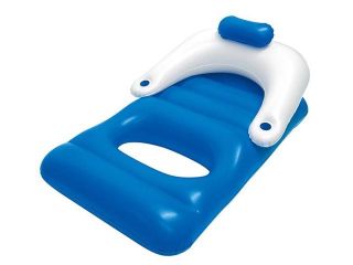 62" Blue and White Inflatable Classic Swimming Pool Lounger 
