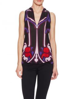 Printed Silk Sleeveless Blouse by Gucci Clothing & Accessories