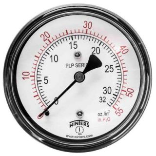 Winters Instruments PLP Series 2.5 in. Steel Case Pressure Gauge with Brass Internals and 1/4 in. NPT CBM with Range of 0 55 in. Water/oz. PLP342