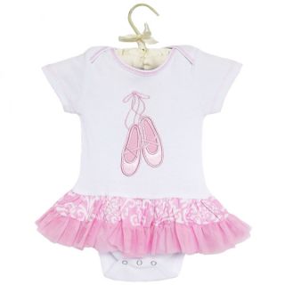 AnnLoren Baby Girls Pink Damask Ballet Cotton Infant Bodysuit