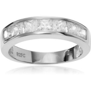 Alexandria Collection Women's Princess Cut CZ Sterling Silver Channel Engagement Ring, Silver