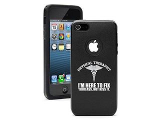 Apple iPhone 5c Aluminum Silicone Dual Layer Hard Case Cover Physical Therapist Here to Fix You (Black)