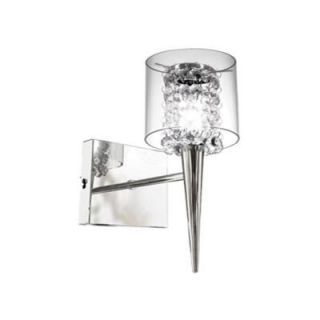 BAZZ Glam Series 1 Light Chrome Wall Fixture with a Clear Round Glass Shade M3820CB