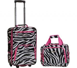 Rockland 2 Piece Luggage Set F102   Pink Zebra