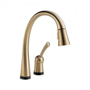 Delta 980T CZ DST Pilar Single Handle Pull Down Kitchen Faucet w/Touch2O Technology   Champagne Bronze