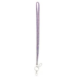 Purple Iridescent Crystal Lanyard   ID Badge Card Keys Holder Necklace Keychain