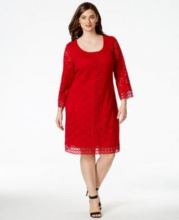 Alfani Plus Size Crochet Trim Lace Dress, Only at