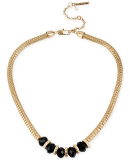 Kenneth Cole New York Gold Tone Jet Bead Frontal Necklace   Jewelry