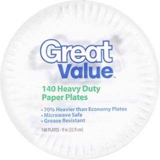 Great Value Economy Heavy Duty Paper Plates, 140 count