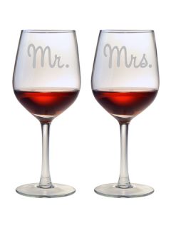Mr. & Mrs. Wine Glasses (Set of 2) by Susquehanna Glass Co.