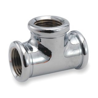 APPROVED Chrome Plated Brass Tee, FNPT, 1/2" Pipe Size   Brass Pipe Fittings   2UED9|81101 08