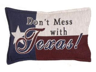 Set of 2 "Don't Mess with Texas" Decorative Tapestry Throw Pillows 12" 