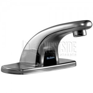 Sloan EBF 615 4 BDM Bathroom Faucet, Optima Plus Battery Powered, Pedestal Automatic w/ Trim Plate & Mechanical Mixing Valve   Chrome