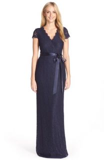 Adrianna Papell Lace Faux Wrap Gown (Regular & Petite)