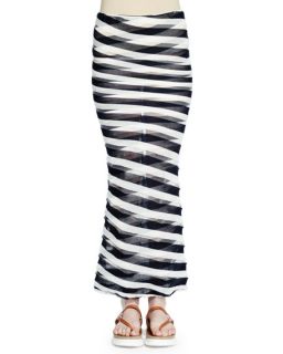 Stella McCartney Transparent Striped Maxi Skirt, Navy/Lily/Transparent