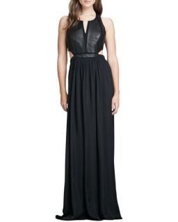 Rebecca Taylor Leather Panel Cutout Gown