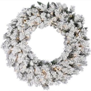 Vickerman Flocked Snow Ridge Pre Lit Wreath