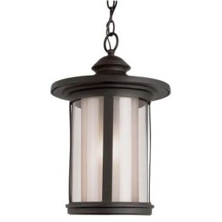 Bel Air Lighting Cabernet Collection 18 in. Outdoor Hanging Black Lantern with Tea Stain Inner Glass Shade 40046 BK