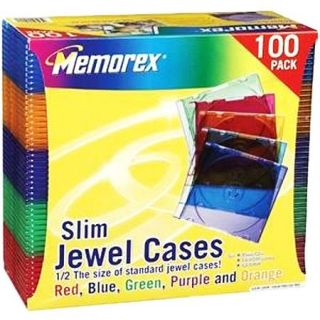 Memorex CD/DVD Jewel Cases   Plastic   Blue, Purple, Green, Orange, Pink   100 CD/DVD