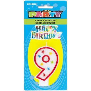 Number 9 Birthday Candle and Cake Topper