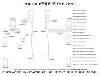 2009 2013 Ford F 150 Wood Dash Kits   Sherwood Innovations 3957 CF   Sherwood Innovations Dash Kits
