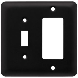 Style Selections Stamped Round 2 Gang Flat Black Single Toggle/Decorator Wall Plate