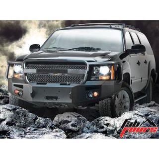 Fab Fours   Black Powder Coat Winch Bumper with D ring Mounts and Light Kit   Fits 2007 to 2014 Chevy Suburban and Tahoe 1500