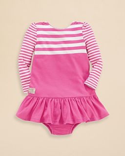 Ralph Lauren Childrenswear Infant Girls' Striped To Solid Dress   Sizes 9 24 Months