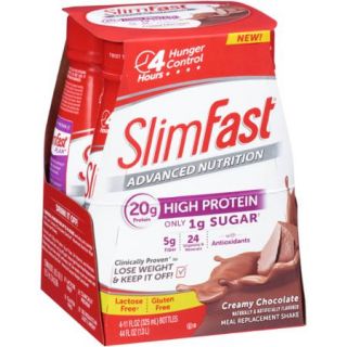 SlimFast Advanced Nutrition Creamy Chocolate Meal Replacement Shakes, 11 fl oz, 4 count