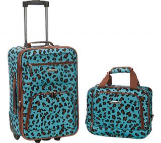 Rockland 2 Piece Luggage Set F102   Blue Leopard