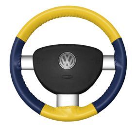 2007 2010 Jeep Wrangler Leather Steering Wheel Covers   Wheelskins Yellow/Blue 15 1/2 x 4   Wheelskins EuroTone Leather Steering Wheel Covers