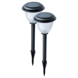 Nature Power Lifetime Series Outdoor Frosted Solar Powered Black LED Garden Pathway Light (2 Pack) 22075