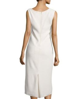 Nina Ricci Sleeveless Asymmetric Neck Bias Cut Dress, Cream
