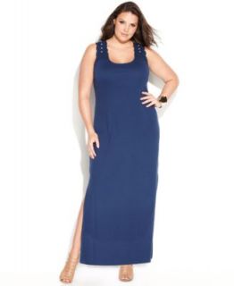INC International Concepts Plus Size Sleeveless Lace Back Maxi Dress
