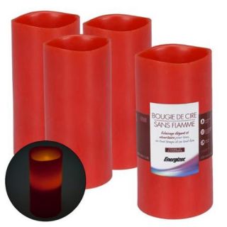 4 Energizer LED Flameless Wax Candle Timer Flicker Pillar Ginger Apple Scented