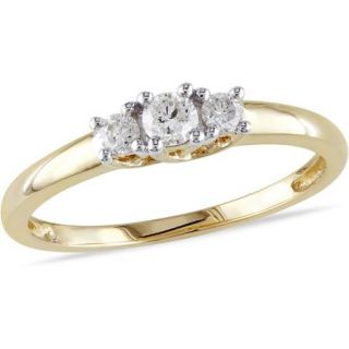 1/4 Carat T.W. Three Stone Diamond Engagement Ring in 14kt Yellow Gold, IGL Certified