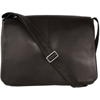 Latico Heritage Black Leather Laptop Messenger Bag  