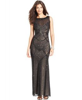 JS Collections Sleeveless Embellished Illusion Gown   Dresses   Women