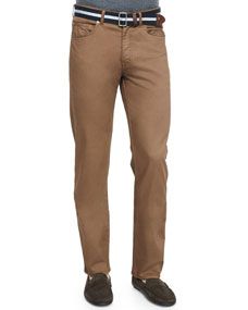 Peter Millar Five Pocket Stretch Cotton Trousers, Brown
