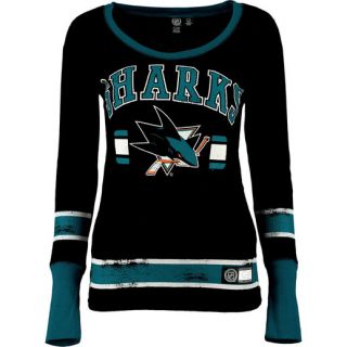 G III 4Her by Carl Banks San Jose Sharks Womens Black Power Play III Long Sleeve Thermal T Shirt