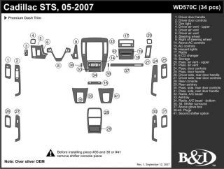 2005, 2006, 2007 Cadillac STS Wood Dash Kits   B&I WD570C DCF   B&I Dash Kits