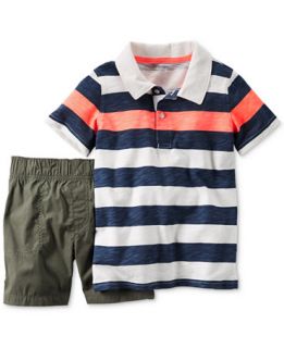 Carters Baby Boys 2 Pc. Striped Polo Shirt & Shorts Set   Kids