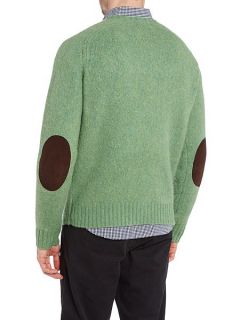 Polo Ralph Lauren Crew neck wool jumper with elbow patch Green