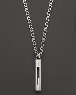 Gucci Sterling Silver Branded Large Pendant Necklace, 19"
