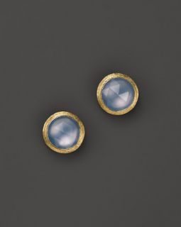 Marco Bicego 18K Yellow Gold Engraved Jaipur Stud Earrings with Chalcedony